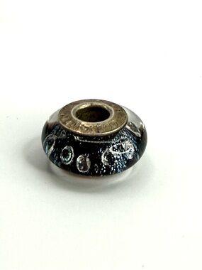 Chamilia 925 Sterling Silver Black Shine Radiance Bubble Murano Glass Bead Charm